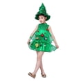 thumbnail image 2 of EeaseMX 1 sombrero y vestido de árbol de Navidad para espectáculos de Navidad, disfraz infantil para niñas (talla 110 cm, verde), 2 of 8