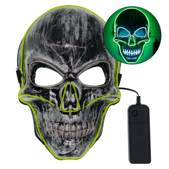Halloween Mask LED Light Up Scary Skull Mask Costume Cosplay EL Wire Halloween Party