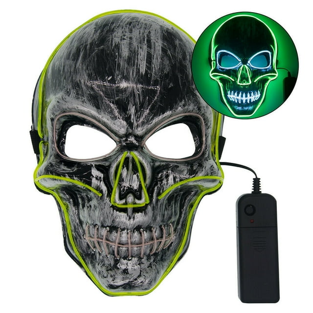 Halloween Mask LED Light Up Scary Skull Mask Costume Cosplay EL Wire Halloween Party
