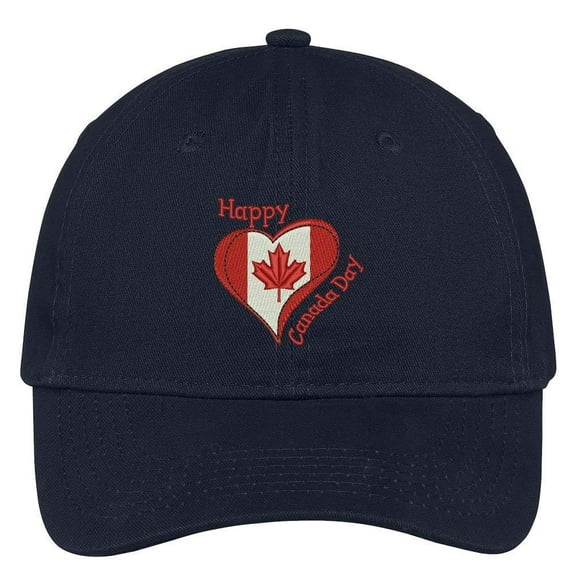 Trendy Apparel Shop Happy Canada Day Embroidered Low Profile Cotton Cap Dad Hat