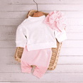 thumbnail image 6 of Ylsteed Newborn Baby Boy Girl Embroidery Long Sleeve Romper Leisure Clothes Outfits Bodysuit Baby Shower Coming Home Outfit Tops+Pants+Hat, 6 of 7