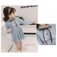 thumbnail image 4 of Bullpiano 2-10T Autumn Casual Girls Clothing Sweet Temperament Pleated Waist Long-Sleeved Chiffon Long Cute Dress (Blue), 4 of 8