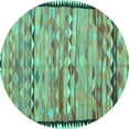 thumbnail image 1 of Ahgly Company Machine Washable Indoor Round Oriental Turquoise Blue Traditional Area Rugs, 3' Round, 1 of 4