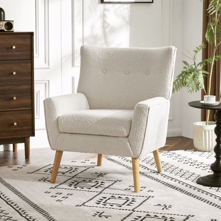 Noble House Elegant Button Tufted Accent Chair Almond