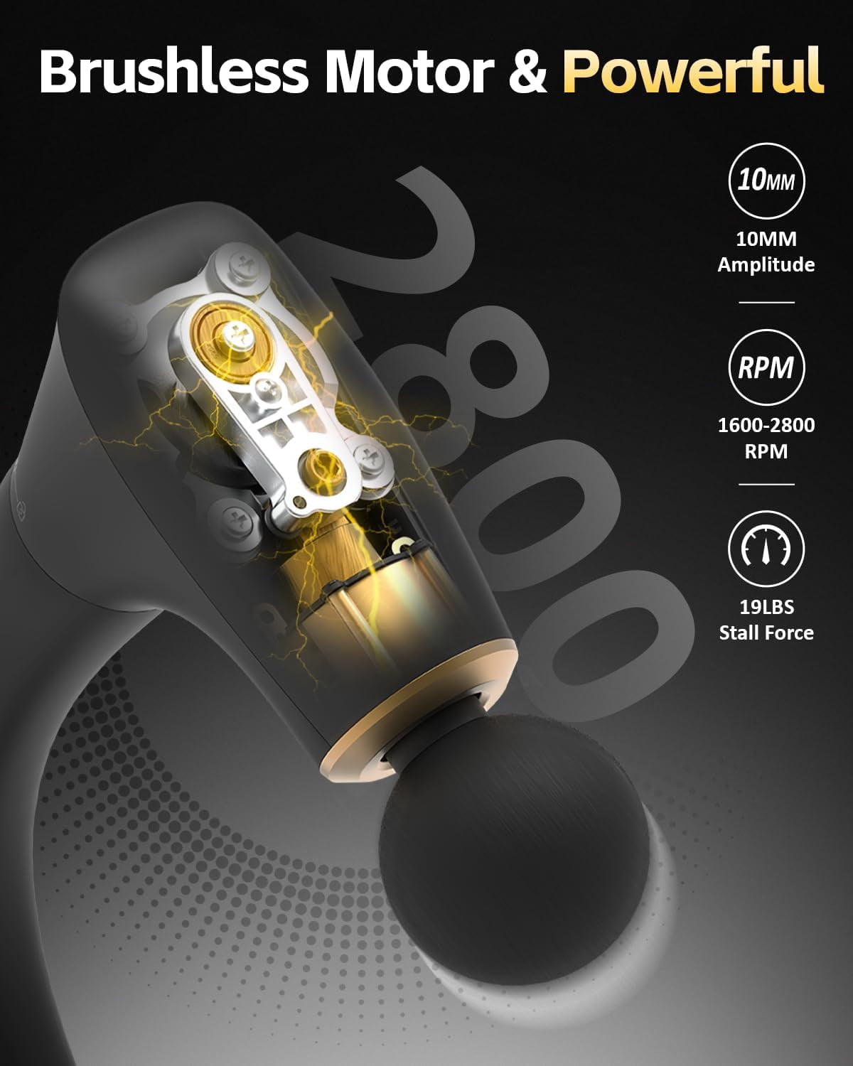 2-in-1 Detachable Percussion Massage Gun with Extension Handle for Deep Tissue Muscle Relief