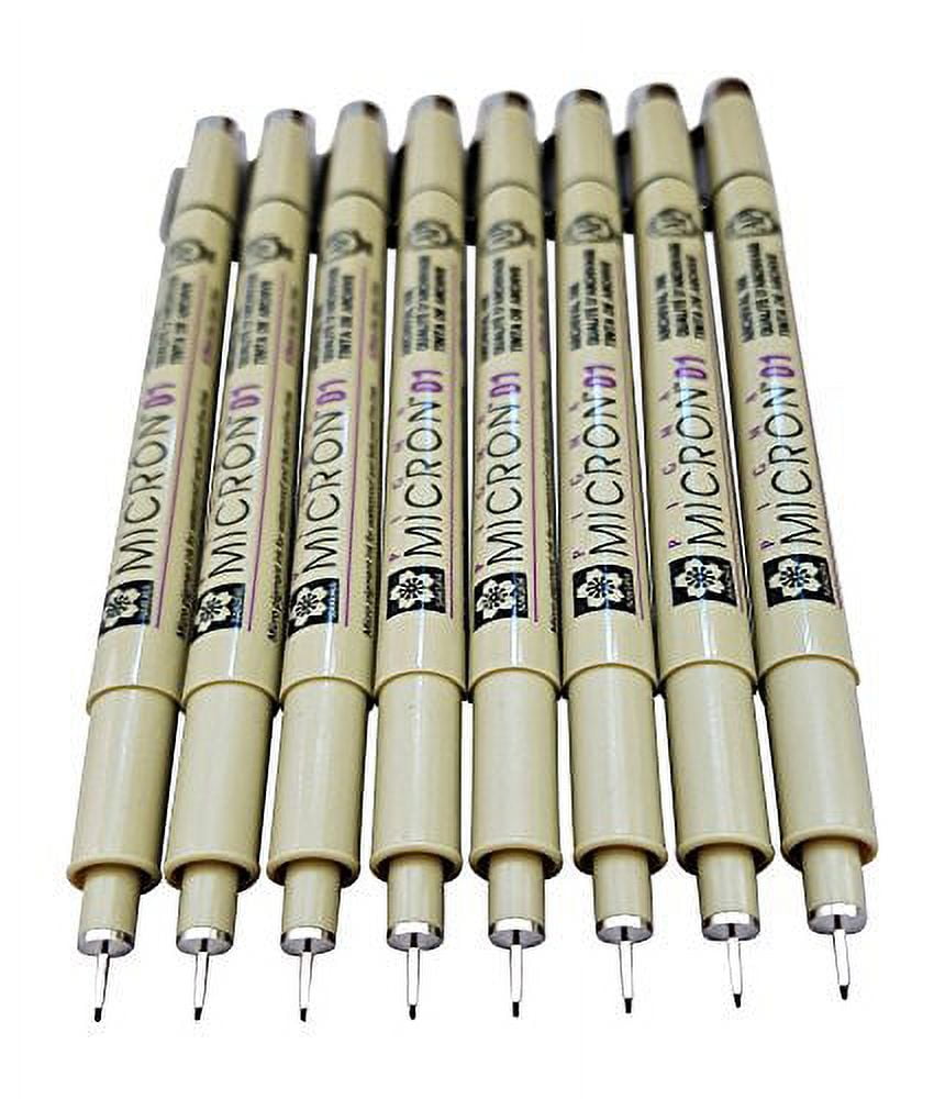 Sakura Pigma Micron Pen 03 Black Ink Marker Felt Tip Pen, Archival Pigment Ink Pens for Artist, Zentangle, Technical Drawing Pens - 8 Pack of Micron