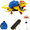 blue, variant on 3 Pieces Bearded Dragon Accessories Set, Bearded Dragon Costume Clothes Lzard Toy Adjustable Hat Mini Backpack and Skateboard for Lizard Hamster Parrot Turtle Small Animals Cool Reptile yellow