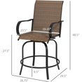 Outdoor Bar Stools with Armrests, Set of 2 360° Swivel Bar Height Patio