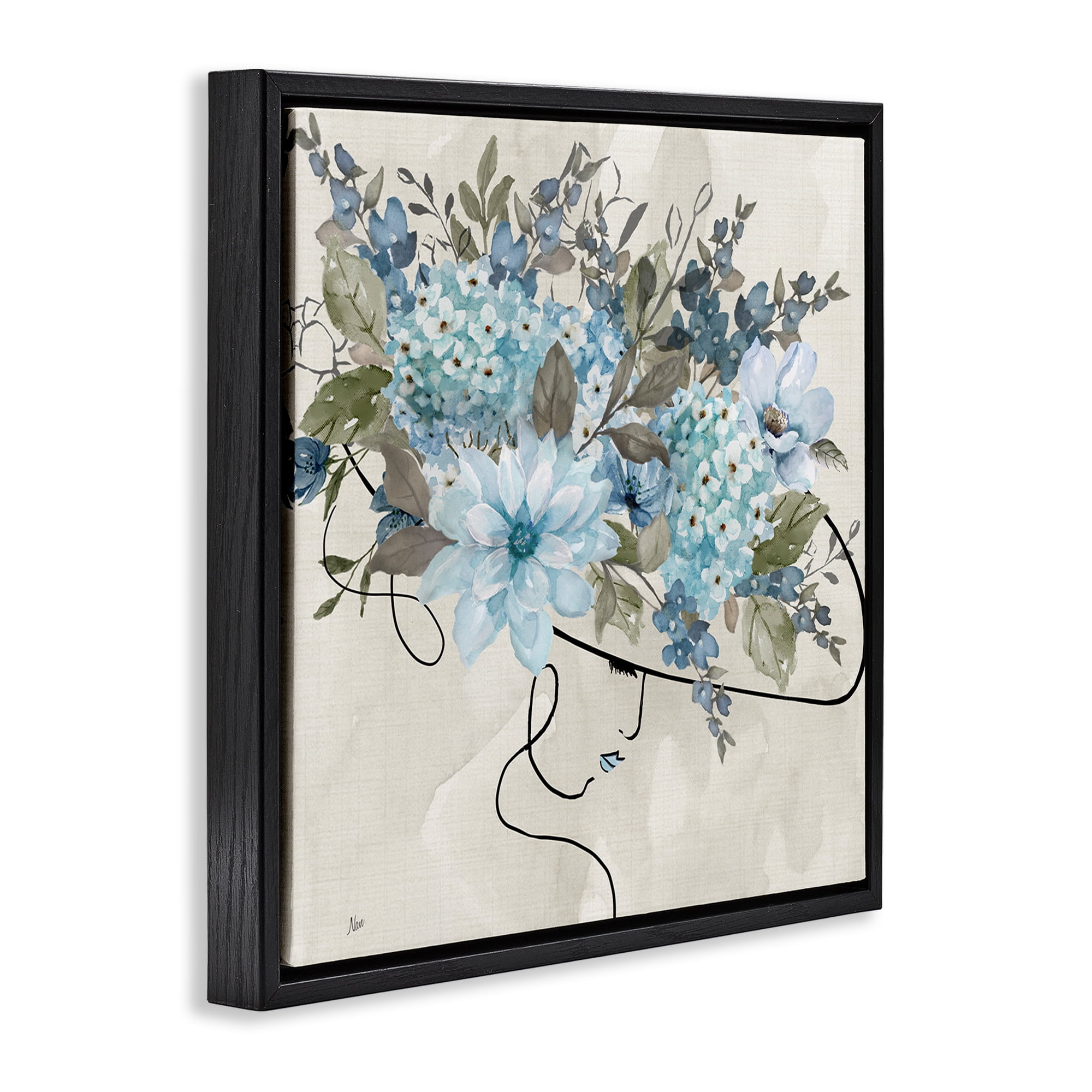 Stupell Industries Floral Fashion Hat Botanical & Floral Painting Black Floater Framed Art Print Wall Art, 18 x 18