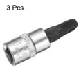 thumbnail image 3 of Uxcell 3pcs PH3 Phillips Bit Socket 1/4" Square Drive Cross Head Extension Impact Bit Power Nut Driver Set S2 & CR-V Steel Socket Ratchet Wrench Bits, Silver Black, 3 of 7
