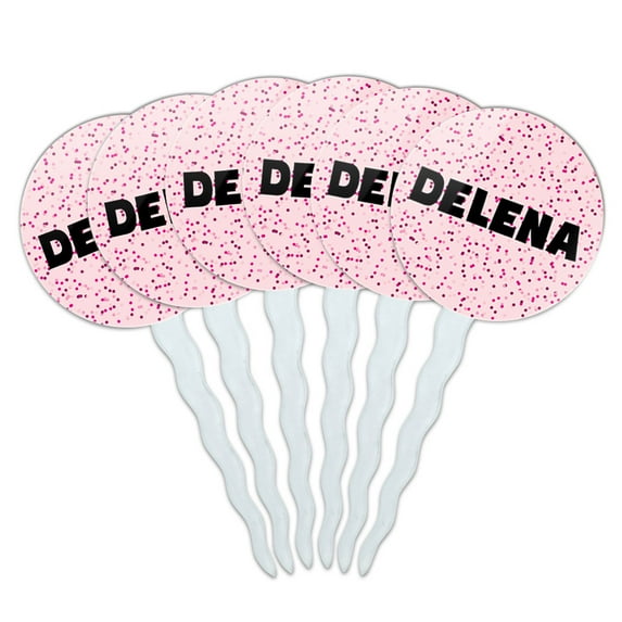 Delena Cupcake Picks Toppers - Set of 6 - Pink Speckles