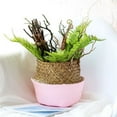 thumbnail image 3 of Seagrass Wickerwork Basket Rattan Foldable Hanging Flower Pot Planter Woven Dirty Laundry Basket Storage Basket Home Storage Decor Basket, 3 of 11