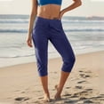 thumbnail image 2 of LEAVINGSUO Cropped Pants Women Pull on Women's Elastic Waist Pants With Pockets Casual Loose Jogger Cropped Yoga Pants For Workout Navy S, 2 of 8