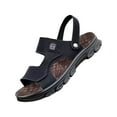 thumbnail image 1 of Mens Sandals Flats Dual Use Strap Open Toe Soft Sole Non Slip Walking Sports Beach Sandals Black, 1 of 9