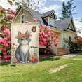 thumbnail image 4 of Welcome Garden Flag 12.5x18 Inch Double Sided Polyester Outdoor Decorative Flag with Cute Gray Kitten Floral Crown and Orange Butterfly Design for Yard Patio Spring Summer Decor#28451, 4 of 6