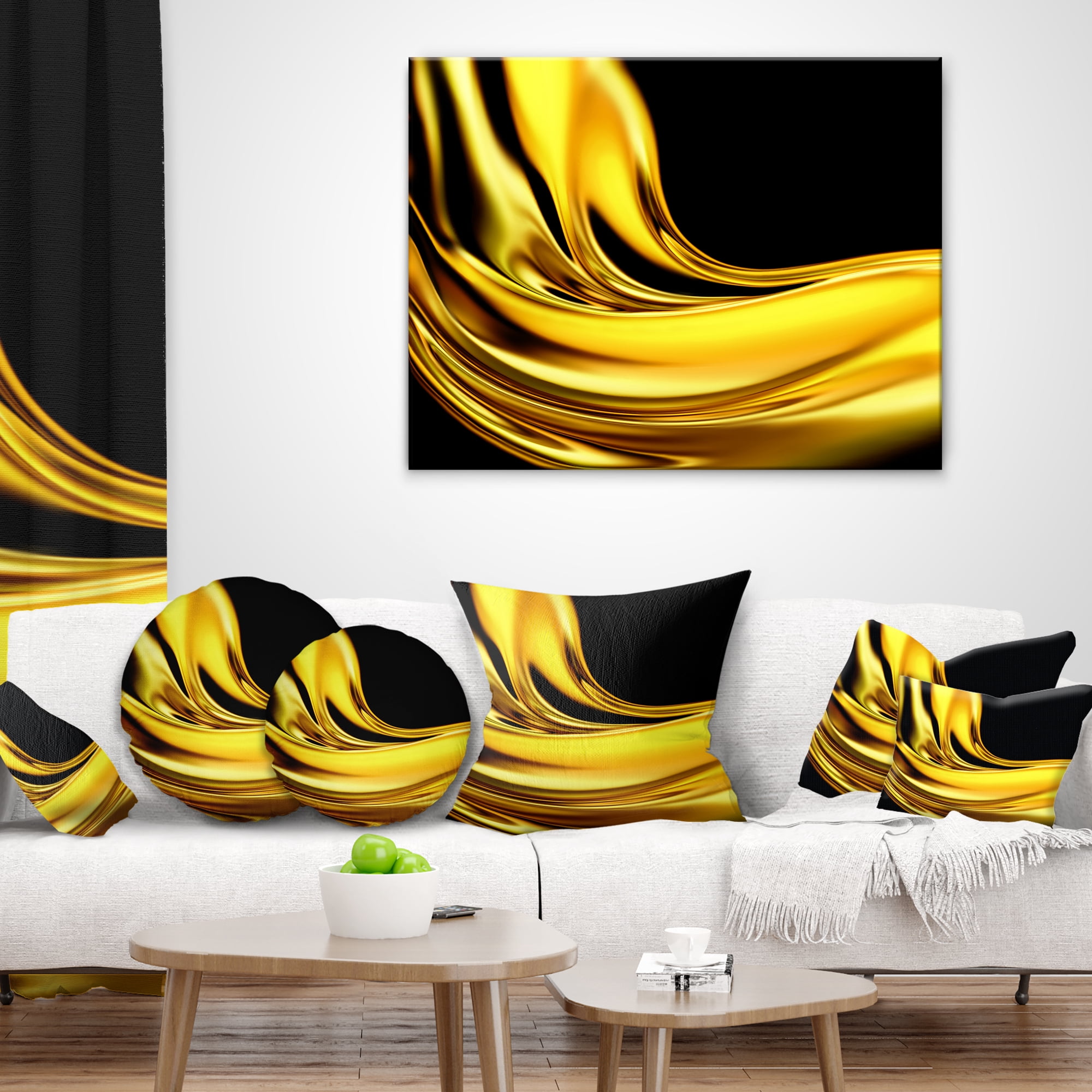 Designart Yellow Gold Texture Pattern - Abstract Throw Pillow - 16x16