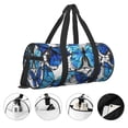 thumbnail image 5 of Xecao Blue and White Butterflies print Round Travel Duffel Bag is a foldable gym bag with an inner pocket, perfect for travel sports, 5 of 8