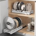 thumbnail image 4 of OUYAWEI Pots and Pans Organizer Under Cabinet,Sliding Pot Pan Organizer Storage Rack With 7 Adjustable Dividers Lid Holder and Rack for Kitchen,white, 4 of 8