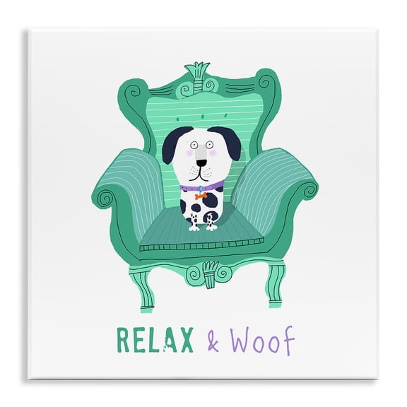 Stupell Industries Relax & Woof Cat Furniture Painting Unframed Art Print Wall Art, 12 x 12