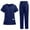 #01Navy, variant on Mlqidk Womens Scrub Sets Plus Size Nursing Top Stretchy V Neck Scrub Leg Pantss and Tops Medical Uniforms Jogger Scrubs Clothing Set for Women Black XL