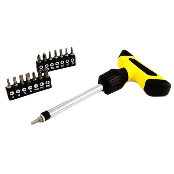 16pc Ratchet Screwdriver Grip Handle Set with Magnetized Bits