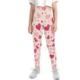 thumbnail image 2 of COEQINE Pink Heart Beige Girls Leggings Buttery Soft Yoga Pants Full Length High Waist Tummy Control for Jogging Running for 4-5 Years Kids Girls for Valentines Day, 2 of 7