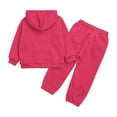 thumbnail image 6 of Vxuxlje Kids 2 Piece Sport Tracksuit Boys Girls Long Sleeve Drawstring Hoodie Sweatshirt with Jogger Hot Pink 110, 6 of 9