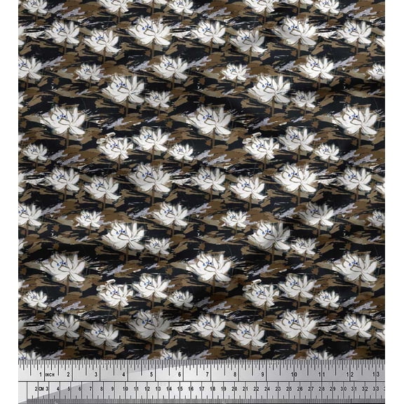 Soimoi Cotton Duck Fabric Floral Shirting Decor Fabric Printed Yard 56 Inch Wide