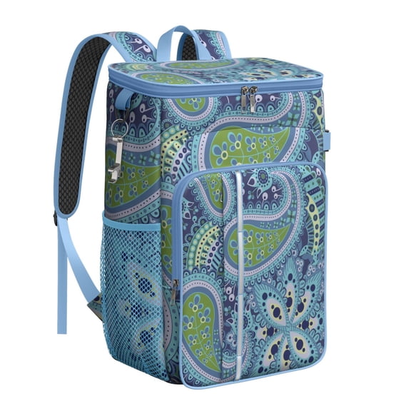 Retro Paisley Design Insulated Cooler Backpack - 20L Leakproof Soft Cooler Bag with Thickened Foam, Durable for Travel & Camping