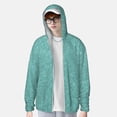 thumbnail image 3 of Fotbe Teal Green Glitter Men's Women's UPF 50+ Sun Protection Jacket Hooded Cooling Shirt with Pockets Hiking Outdoor Performance-X-Large, 3 of 8