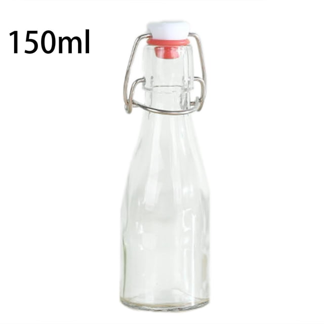 Noehoiugi Bouteilles en Verre Transparent à Couvercle Basculant Easy Cap avec Capuchons, Rondes, - Bouteilles en Verre à Couvercle Rabattable pour Ranger les Brasseries à la Maison, Huiles, Vinaigrettes, Vins, Bière, Thés - Bouteilles de Sirop
