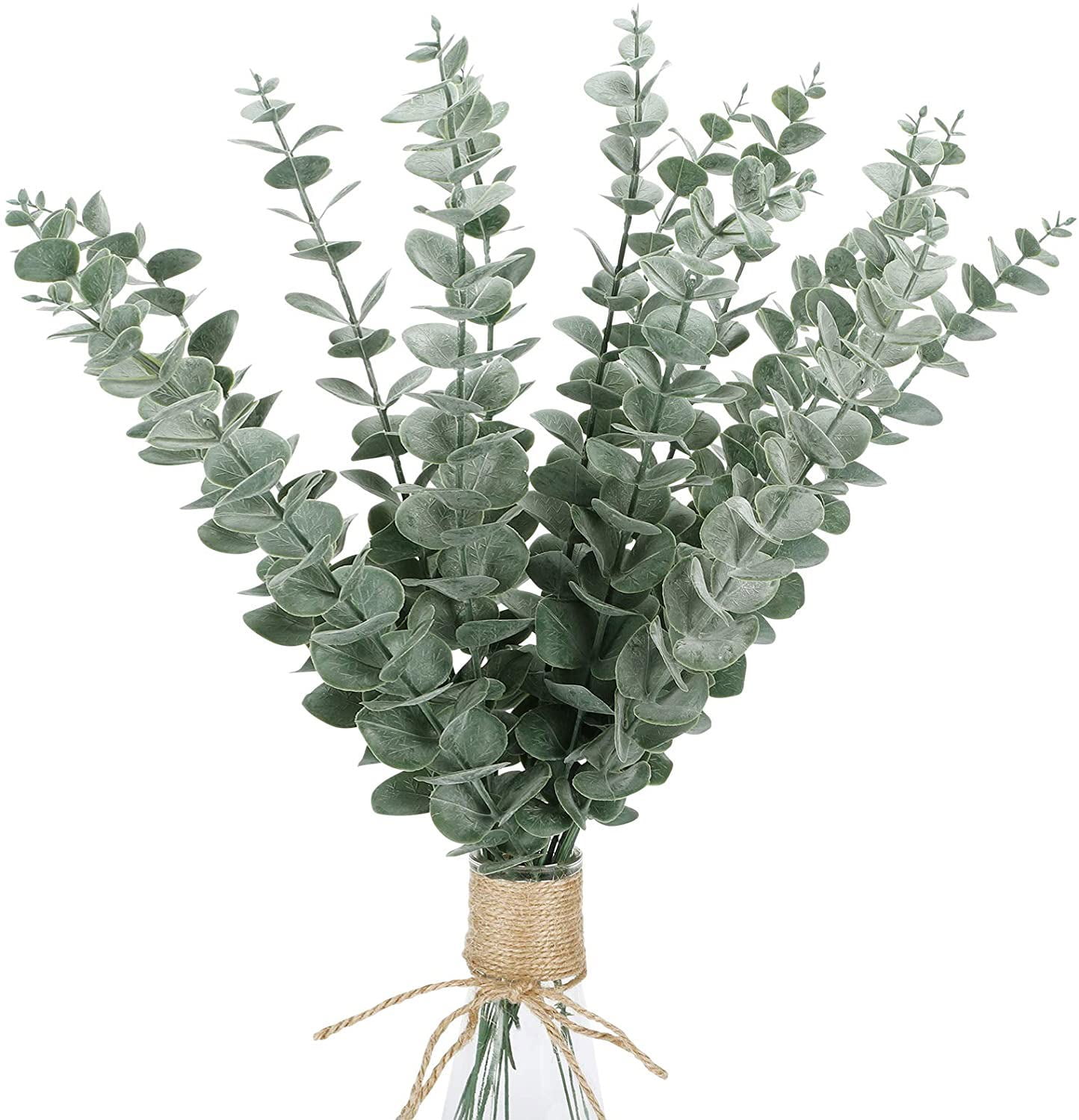 Sinhoon Artificial Eucalyptus Leaves Stems Faux Greenery Decor Fake Plant Branches Real Touch for Flower Wedding Bouquets Home Decoration,12PCS