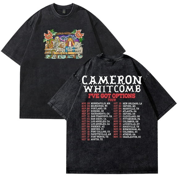 Cameron Whitcomb I've Got Options Tour Merch T-Shirt Cotton Wash Tee Women Men Short Sleeve Casual Crewneck Tee