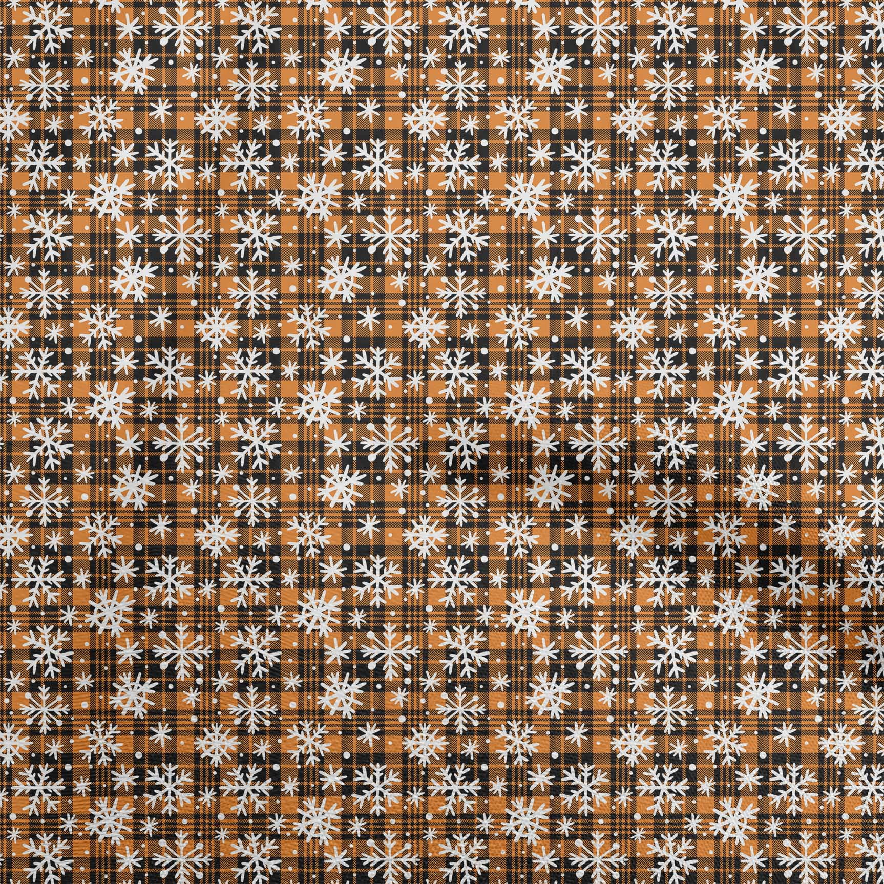 oneOone Polyester Spandex Orange Fabric Christmas Sewing Material Print Fabric By The Yard 56 Inch Wide
