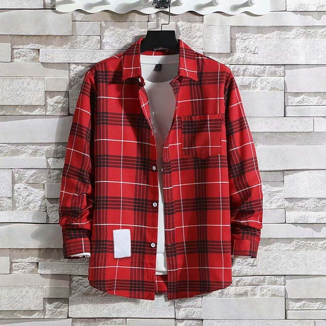 Chemises Muscle Rouges pour Hommes, Chemise Habillée en Polyester pour Hommes, Chemises Habillées Ajustées pour Hommes, Chemise Décontractée d'Automne pour Hommes, Chemise à Col à Boutons Manches Longues, Hauts Cardigan pour Hommes