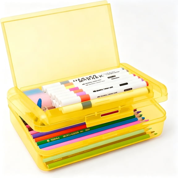 CCOCC 2026 New Plastic Translucent Pencil Box,Pencil Cases with Snap-Tight Lid for Pens,Pencils,Pen Organizer,Office Supplies,1 Pack,Standard Size