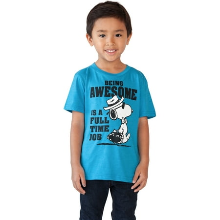 Blue Toddler T-shirt - Toddler Baby Boys Peanuts Snoopy T-Shirt - Short Sleeve Blue