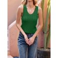 thumbnail image 4 of Womens Pointelle Knit Top V Neck Strappy Tank Tops Summer Sleeveless Blouses Shirts Tops Green XL, 4 of 9