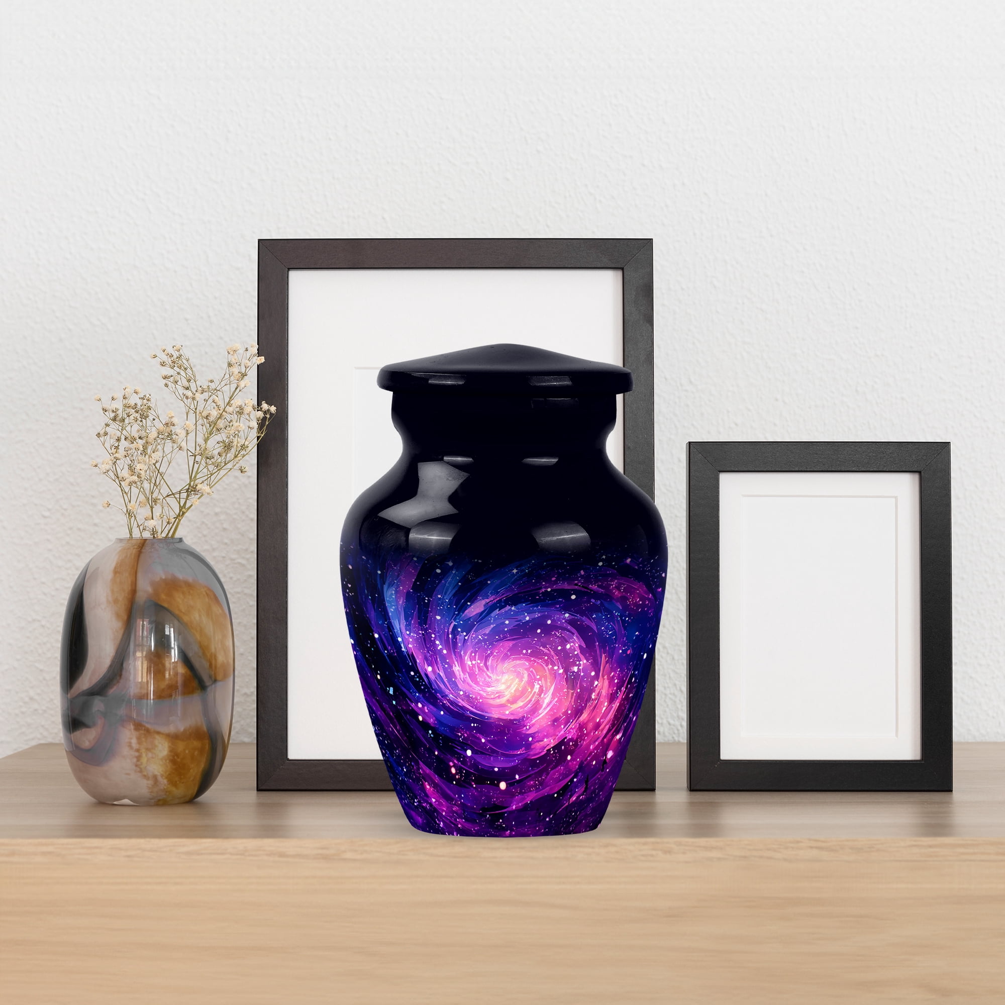 MUKTIVE Galaxy Funeral Urn for Adult Ashes Male & Female, Memorial Blue Unique Urns for Ashes Husband and Wife, Decorative Cremation Urn for Men & Women, 3 Inch