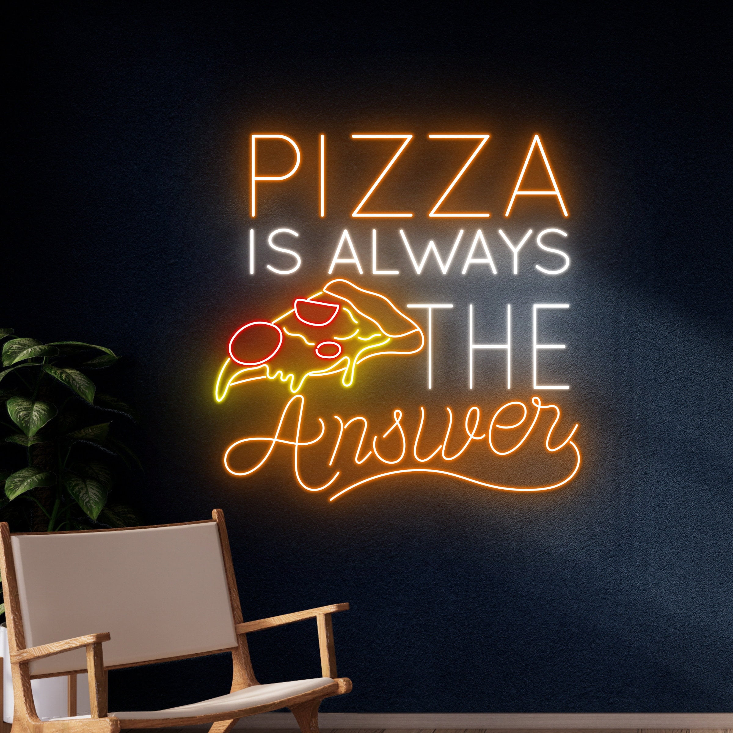 Handmadetneonsign Pizza Is Always The Answer Neon Sign, Pizza Neon Light, Pizza Led Light, Pizza