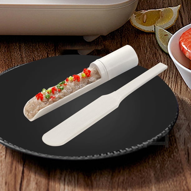 Cuchara para hacer albóndigas con pala cortadora, utensilios de cocina, multifuncional, reutilizable, bolas de gambas, fabricación de albóndigas DIY Blanco mate