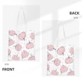 thumbnail image 3 of DouZhe Reusable Grocery Bags, Thanksgiving Pink pumpkins Lightweight Polyester Canvas Cloth Tote Bag for Travle Gym Shopping School, 15" x 16", 3 of 7