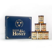 Savannah Bee Company Book of Honey Set includes six varieties of 3oz bottles of honey in Tupelo, Lavender, Saw Palmetto, Wildflower, Black Sage, and Orange Blossom