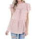 thumbnail image 3 of Camisa Mujer Camisa Con Estampado De Leopardo Con Mangas Volantes Ropa De Verano, Rosa, S Kearding AP002395-01, 3 of 7