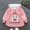 thumbnail image 4 of GYRATEDREAM Toddler Baby Girls Lightweight Hooded Jacket Outwear Kids Rabbit Ear Hood Print Zipper Outdoor Windbreaker Children Trench Coat for 13 Months-7 Years, 4 of 8