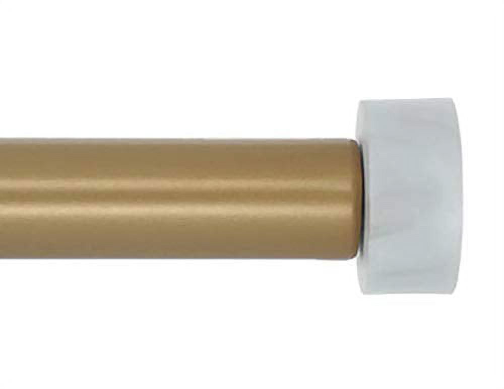 MERIVILLE 1-Inch Diameter Single Window Treatment Curtain Rod, Vico White Marble End Cap Finial, 84-inch to 120-inch Adjustable, Royal Gold