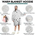 thumbnail image 5 of Wearable Oversized Blanket,White Black Cat Planet Star Moon Pattern Wearable Blanket Hoodie for Adults,Cozy Hooded Blankets with Super Pockets,Super Warm Fuzzy Pullover for Women & Men, 5 of 6