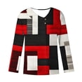 thumbnail image 4 of Sakmal Womens Blouses Garnet Button Down Cute Shirts Collared Long Sleeve Color Block Tops for Women, 4 of 5
