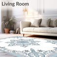 thumbnail image 2 of ODIKA 3'x5' Machine Washable Non-Slip Area Rug, Intricate Interlocking Medallion with Delicate Floral Motifs High Traffic Rug with Pad, Blue, 566467, 2 of 8