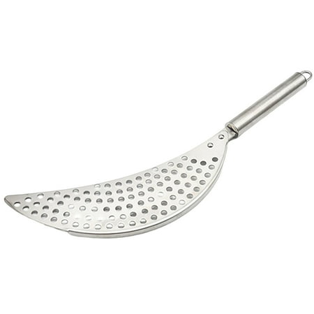 

Pasta Strainer for Pot Crescent Shape Pan Sieve Stainless Steel Draining Aid for Spaghetti Vegetables One Handle